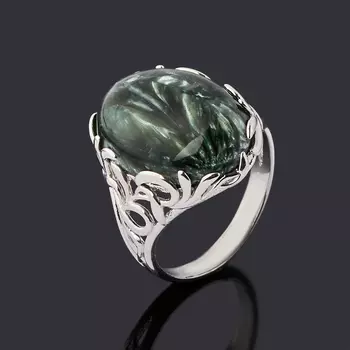 Кольцо клинохлор (серафинит) (серебро 925 пр. родир. бел.) размер 17