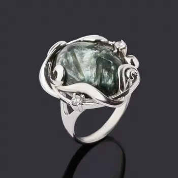 Кольцо клинохлор (серафинит) (серебро 925 пр. родир. бел.) размер 17