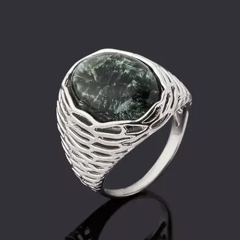 Кольцо клинохлор (серафинит) (серебро 925 пр. родир. бел.) размер 18,5