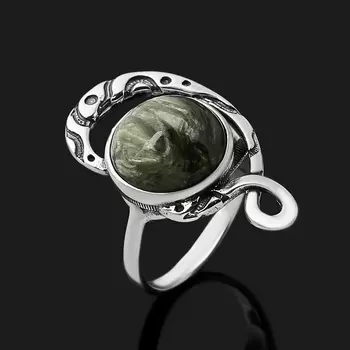 Кольцо клинохлор (серафинит) (серебро 925 пр. оксидир.) размер 17,5