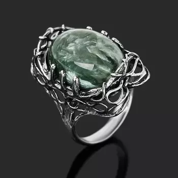 Кольцо клинохлор (серафинит) (серебро 925 пр. оксидир.) размер 17,5