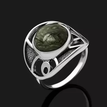 Кольцо клинохлор (серафинит) (серебро 925 пр. оксидир.) размер 18,5