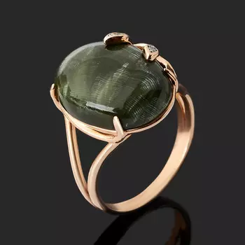 Кольцо клинохлор (серафинит) (серебро 925 пр. позолота) размер 18