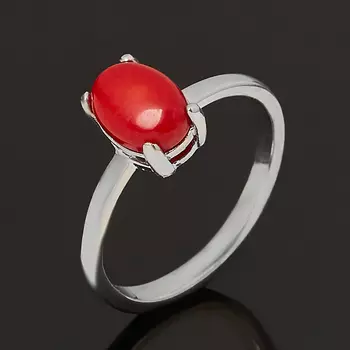 Кольцо коралл красный (серебро 925 пр.) размер 17