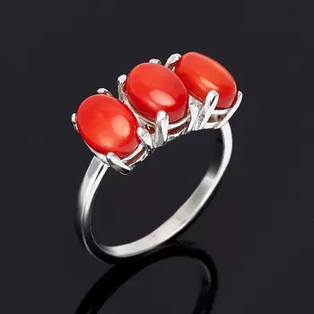 Кольцо коралл красный (серебро 925 пр.) размер 17,5