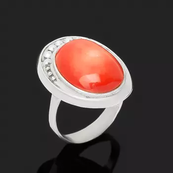 Кольцо коралл красный (серебро 925 пр. оксидир.) размер 17,5