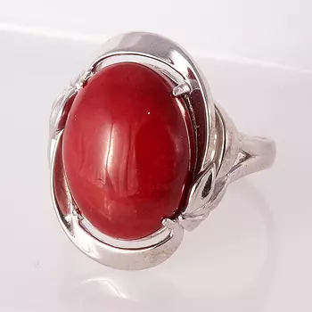 Кольцо коралл красный (серебро 925 пр.) размер 17