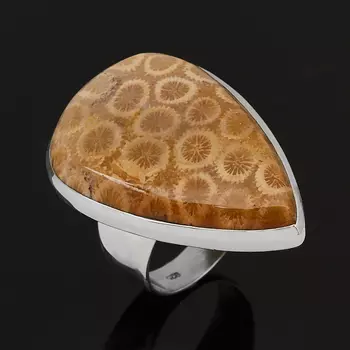 Кольцо коралл (серебро 925 пр.) размер 18