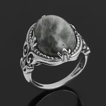 Кольцо кошачий глаз (кварцевый) (серебро 925 пр. оксидир.) размер 18,5