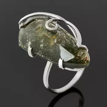Кольцо кварц с хлоритом (нейзильбер) размер 19