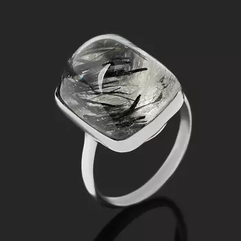 Кольцо кварц с турмалином (нейзильбер) размер 17