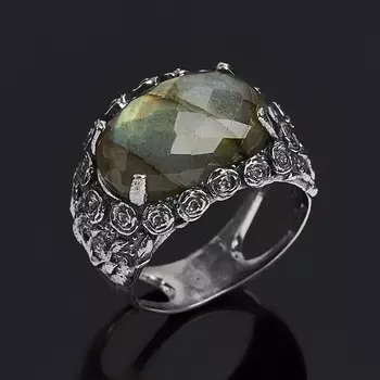 Кольцо лабрадор (серебро 925 пр. оксидир.) огранка размер 18,5