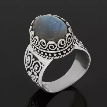 Кольцо лабрадор (серебро 925 пр. оксидир.) размер 17,5