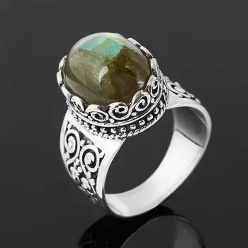Кольцо лабрадор (серебро 925 пр. оксидир.) размер 18