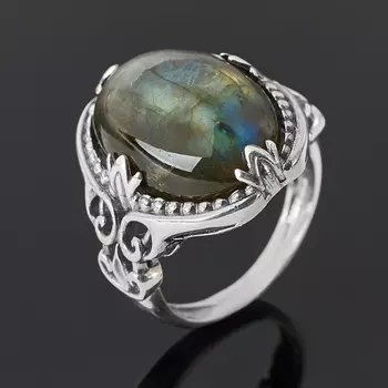 Кольцо лабрадор (серебро 925 пр. оксидир.) размер 17,5