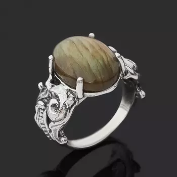 Кольцо лабрадор (серебро 925 пр. оксидир.) размер 18