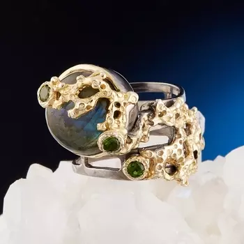 Кольцо лабрадор (серебро 925 пр., позолота) размер 18,5