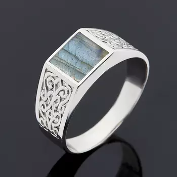 Кольцо лабрадор (серебро 925 пр. родир. бел.) размер 21