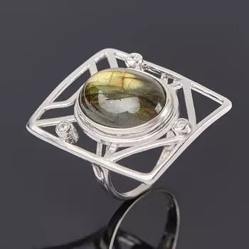 Кольцо лабрадор (серебро 925 пр. родир. бел.) размер 17,5