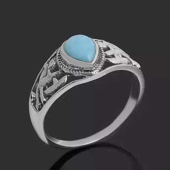 Кольцо ларимар нская Республика (серебро 925 пр. оксидир.) размер 17,5