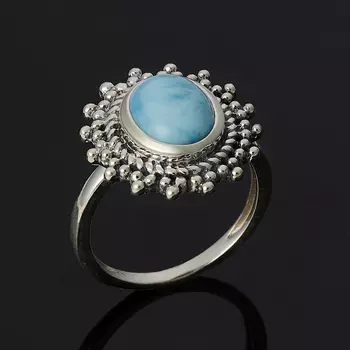 Кольцо ларимар нская Республика (серебро 925 пр. оксидир.) размер 18