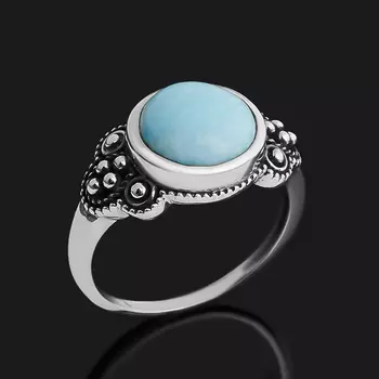 Кольцо ларимар нская Республика (серебро 925 пр. оксидир.) размер 18