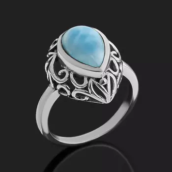 Кольцо ларимар нская Республика (серебро 925 пр. оксидир.) размер 18