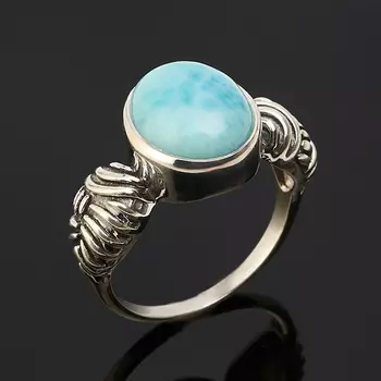 Кольцо ларимар нская Республика (серебро 925 пр.) размер 18