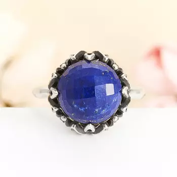 Кольцо лазурит огранка (серебро 925 пр.) размер 18,5