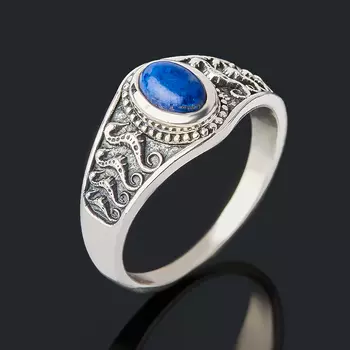 Кольцо лазурит (серебро 925 пр. оксидир.) размер 18