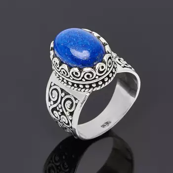 Кольцо лазурит (серебро 925 пр. оксидир.) размер 18,5