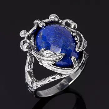 Кольцо лазурит (серебро 925 пр. оксидир.) огранка размер 18