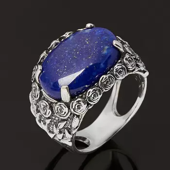 Кольцо лазурит (серебро 925 пр. оксидир.) размер 18,5