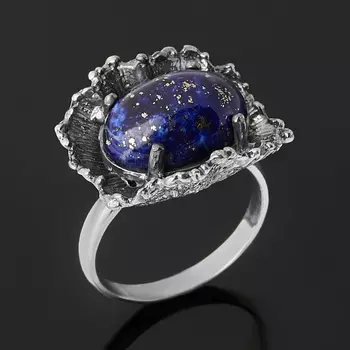 Кольцо лазурит (серебро 925 пр. оксидир.) размер 17,5