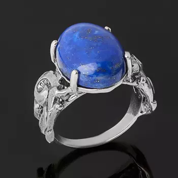 Кольцо лазурит (серебро 925 пр. оксидир.) размер 17,5