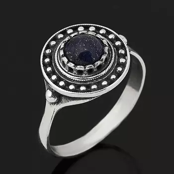 Кольцо лазурит (серебро 925 пр. оксидир.) размер 18