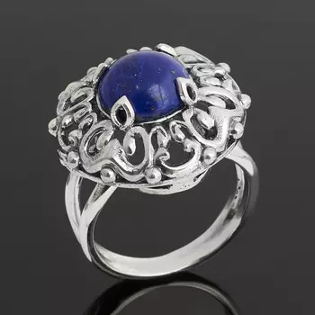 Кольцо лазурит (серебро 925 пр. оксидир.) размер 18