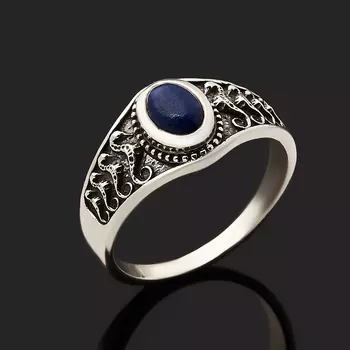 Кольцо лазурит (серебро 925 пр. оксидир.) размер 18