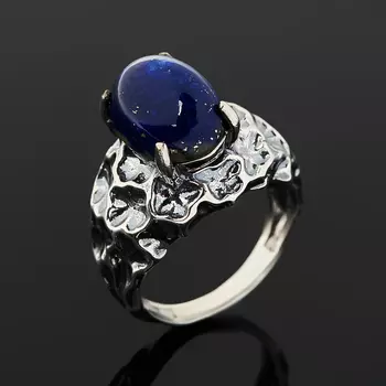 Кольцо лазурит (серебро 925 пр. оксидир.) размер 18