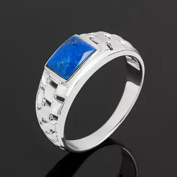 Кольцо лазурит (серебро 925 пр. родир. бел.) размер 21