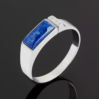 Кольцо лазурит (серебро 925 пр. родир. бел.) размер 21