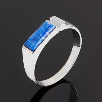 Кольцо лазурит (серебро 925 пр. родир. бел.) размер 19,5