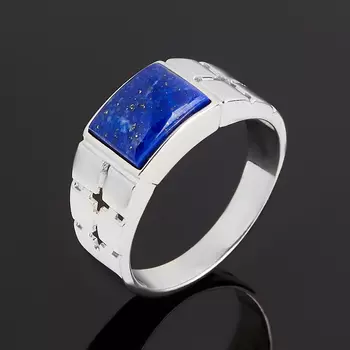 Кольцо лазурит (серебро 925 пр. родир. бел.) размер 19,5