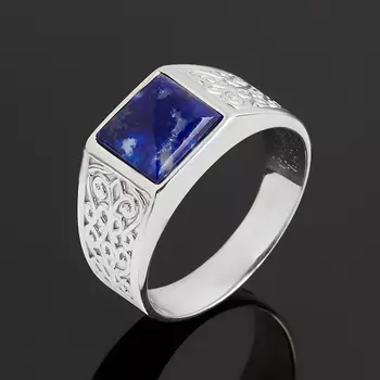 Кольцо лазурит (серебро 925 пр. родир. бел.) размер 19