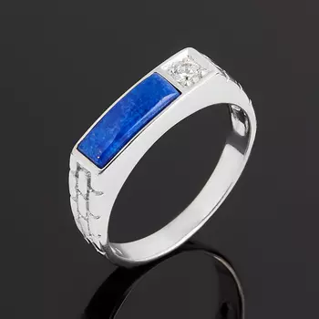 Кольцо лазурит (серебро 925 пр. родир. бел.) размер 19