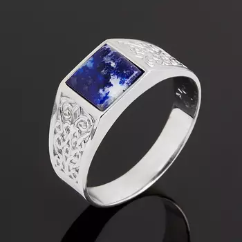 Кольцо лазурит (серебро 925 пр. родир. бел.) размер 21,5