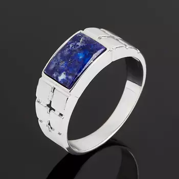 Кольцо лазурит (серебро 925 пр. родир. бел.) размер 21,5