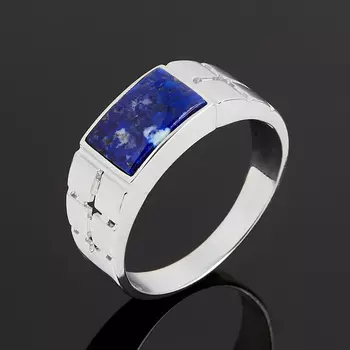 Кольцо лазурит (серебро 925 пр. родир. бел.) размер 22