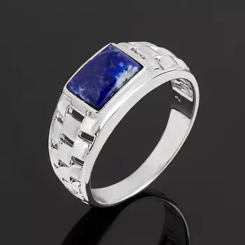 Кольцо лазурит (серебро 925 пр. родир. бел.) размер 19