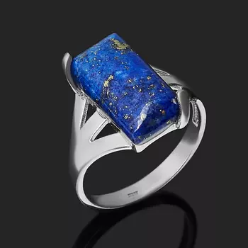 Кольцо лазурит (серебро 925 пр. родир. бел.) размер 17,5